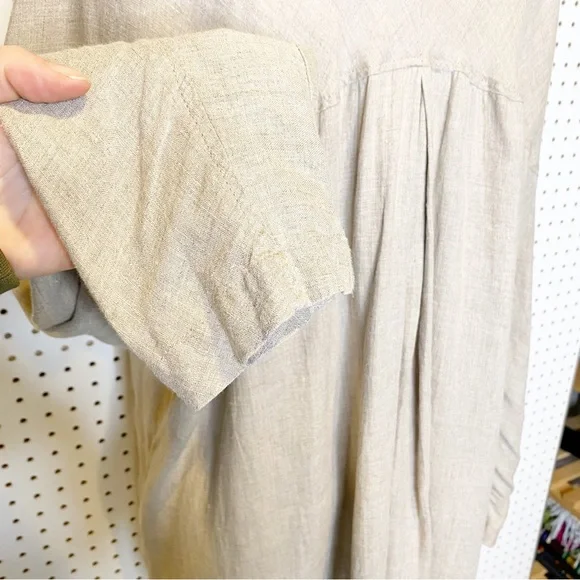 Flax Beige Button Down Shirt - Picture 6 of 9